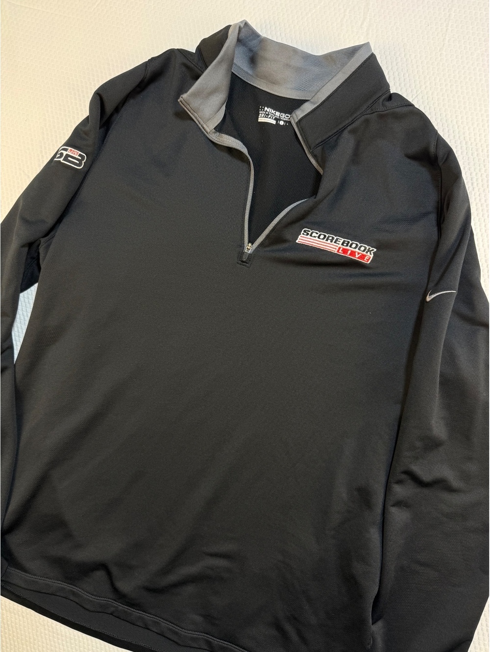 Nike Golf Dri-FIT Mens L Scorebook Live SBL 1/4 Zip Pullover Black Athletic